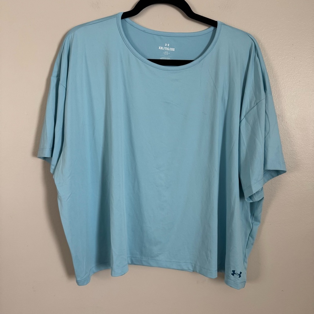 NWT Under Armour Light Blue Scoop Neck Tee - size XXL